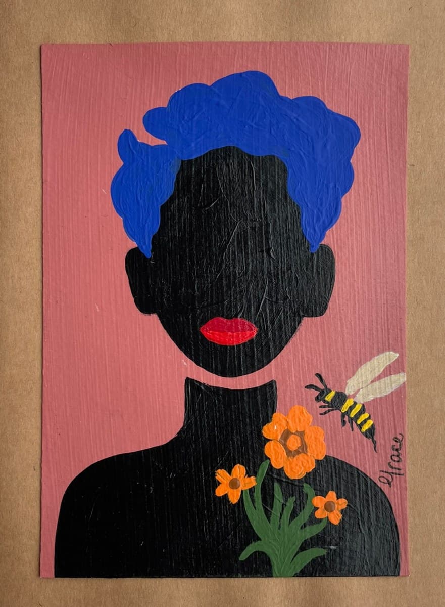 Blue Hair and a Bee