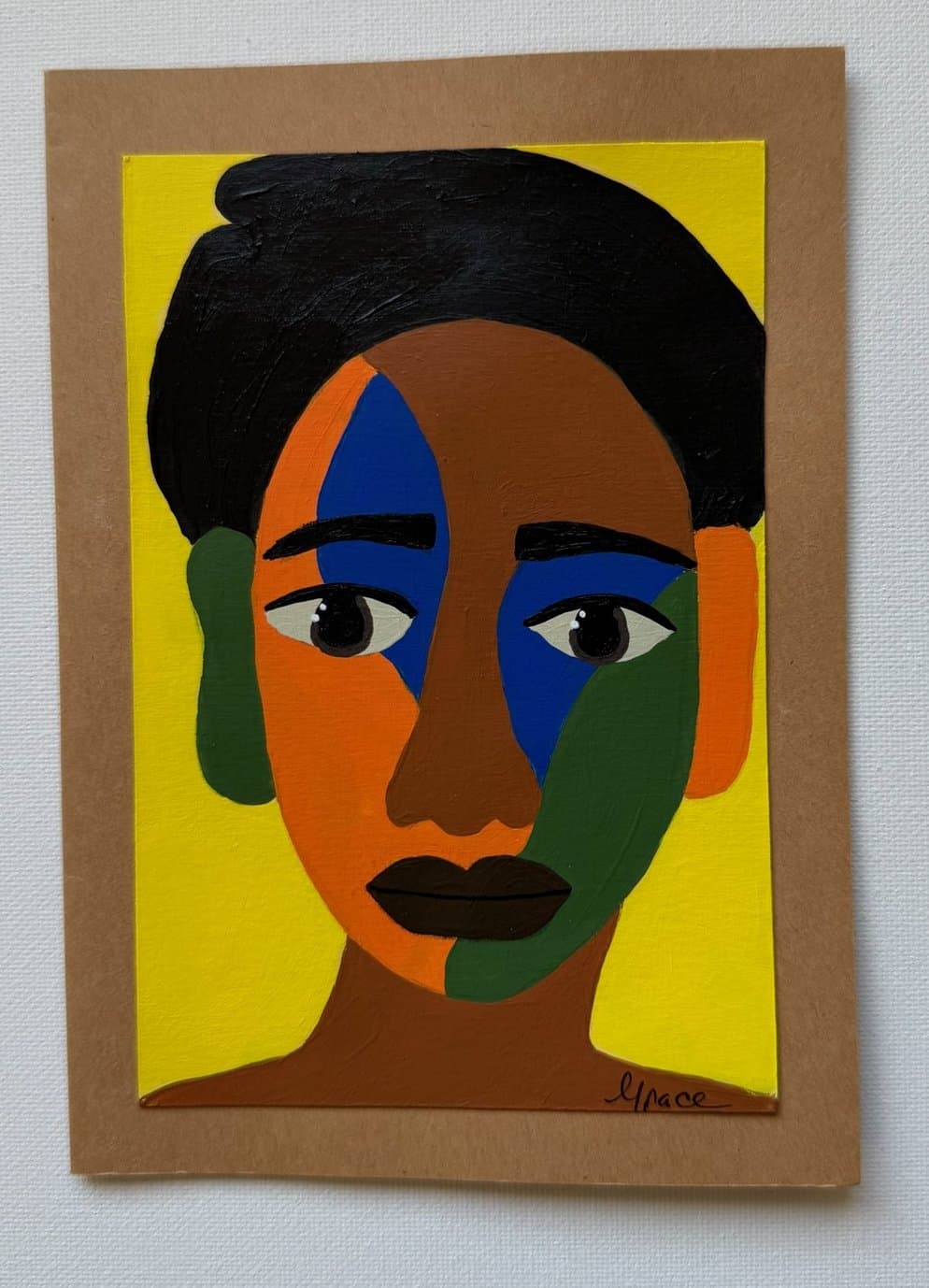 Color Blocked, hand-painted card by Grace Vieira