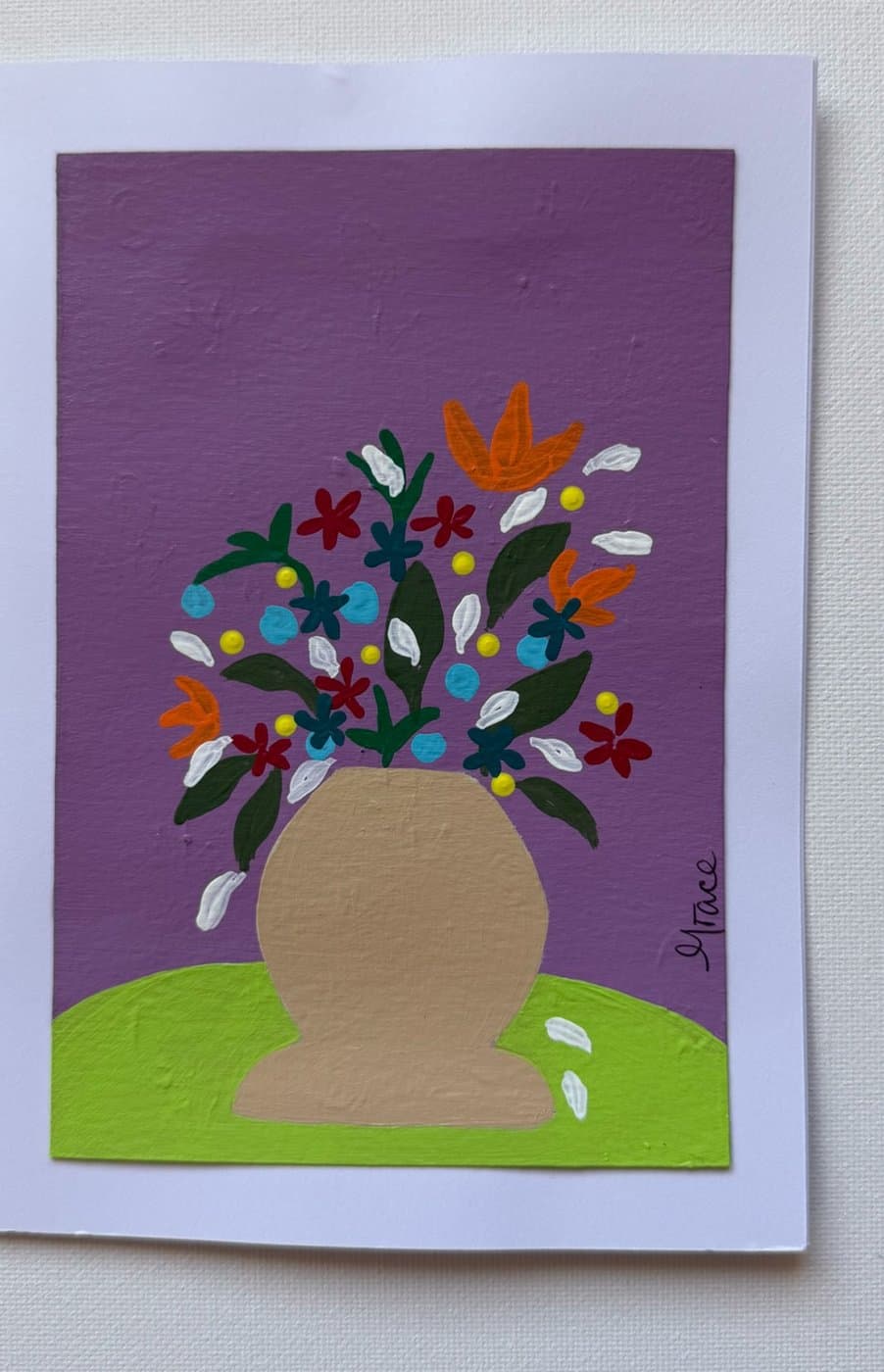 Little Bouquet, hand-painted card by Grace Vieira
