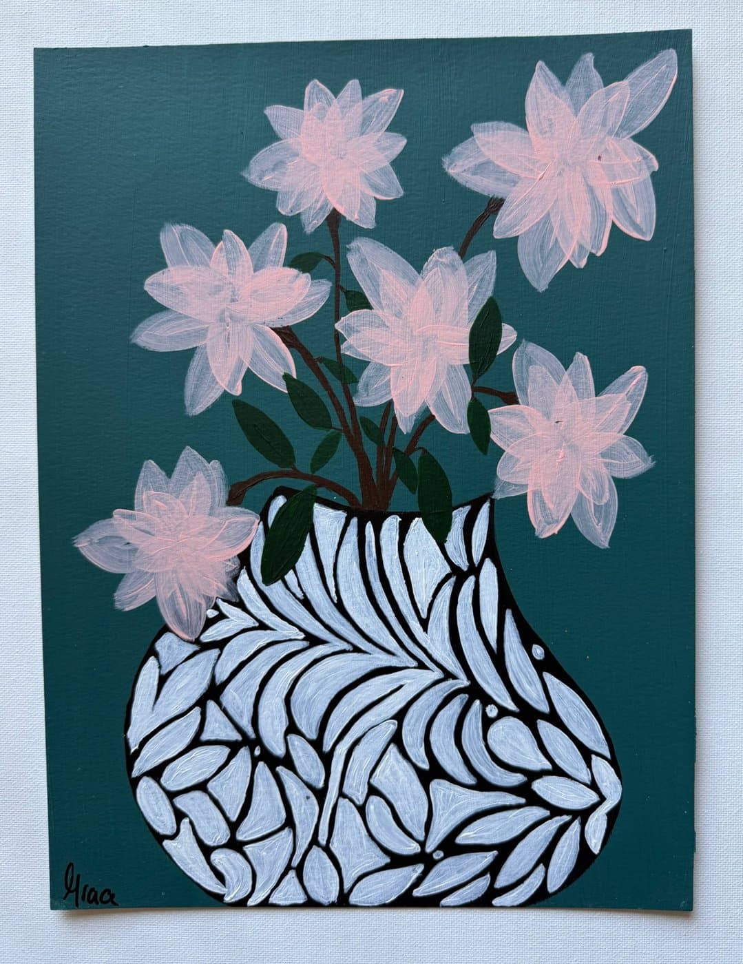 Pink Lilies, original painting by Grace Vieira
