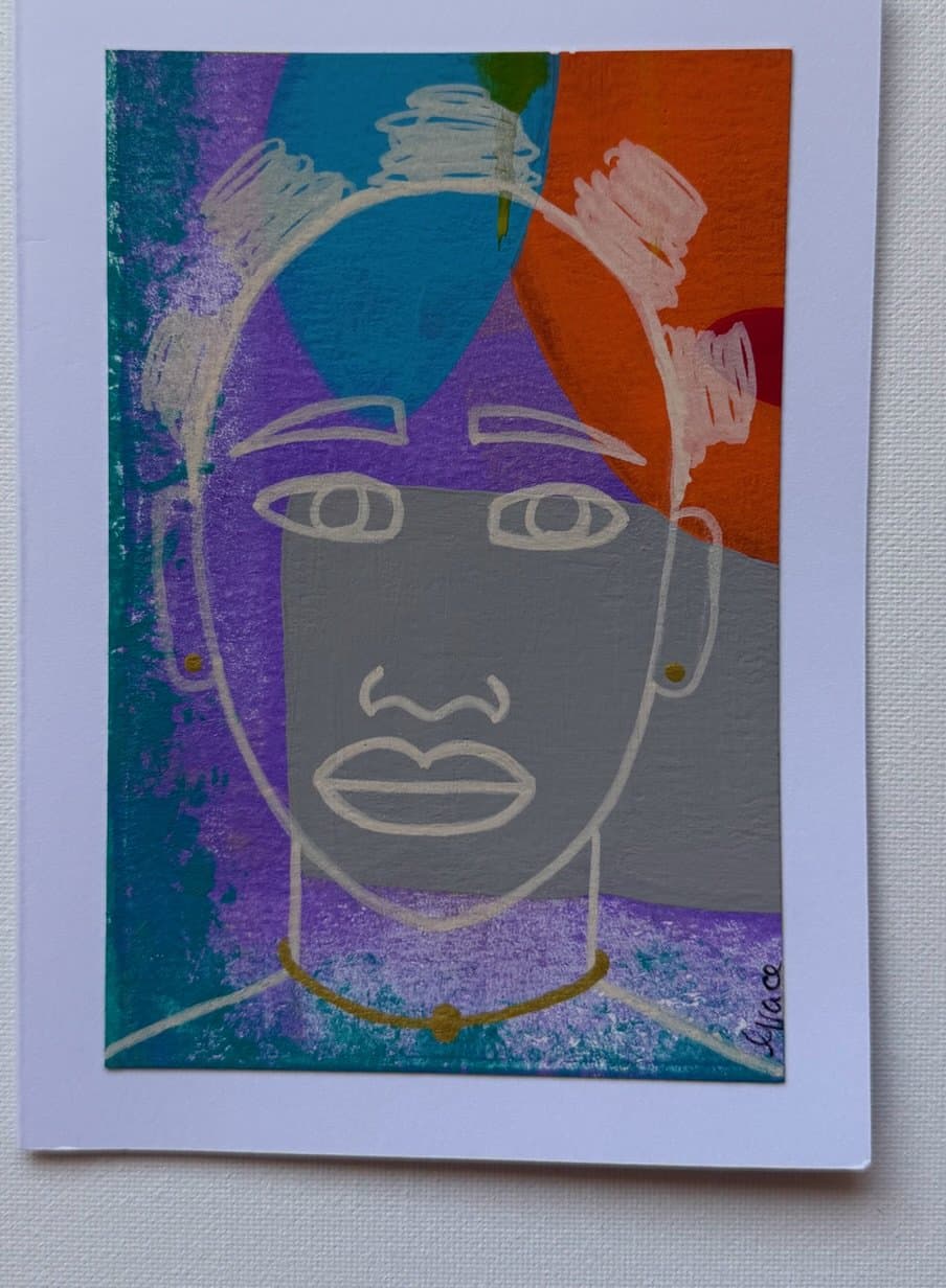 Silver Lines, hand-painted card by Grace Vieira