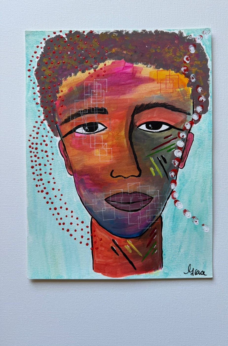 Patchwork, original painting on paper by Grace Vieira